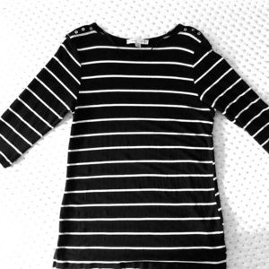 Larry Levine black white stripe Size M, 3/4 sleeve